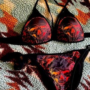 Red Skull Strappy Bikini